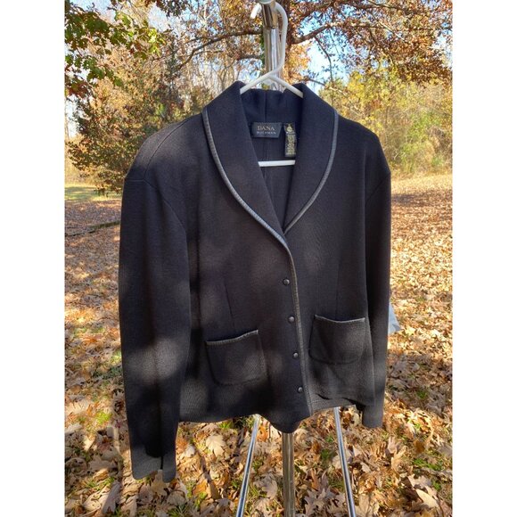 Dana Buchman Size XL Black Woolmark Button Front Merino Wool Blazer - Picture 7 of 7